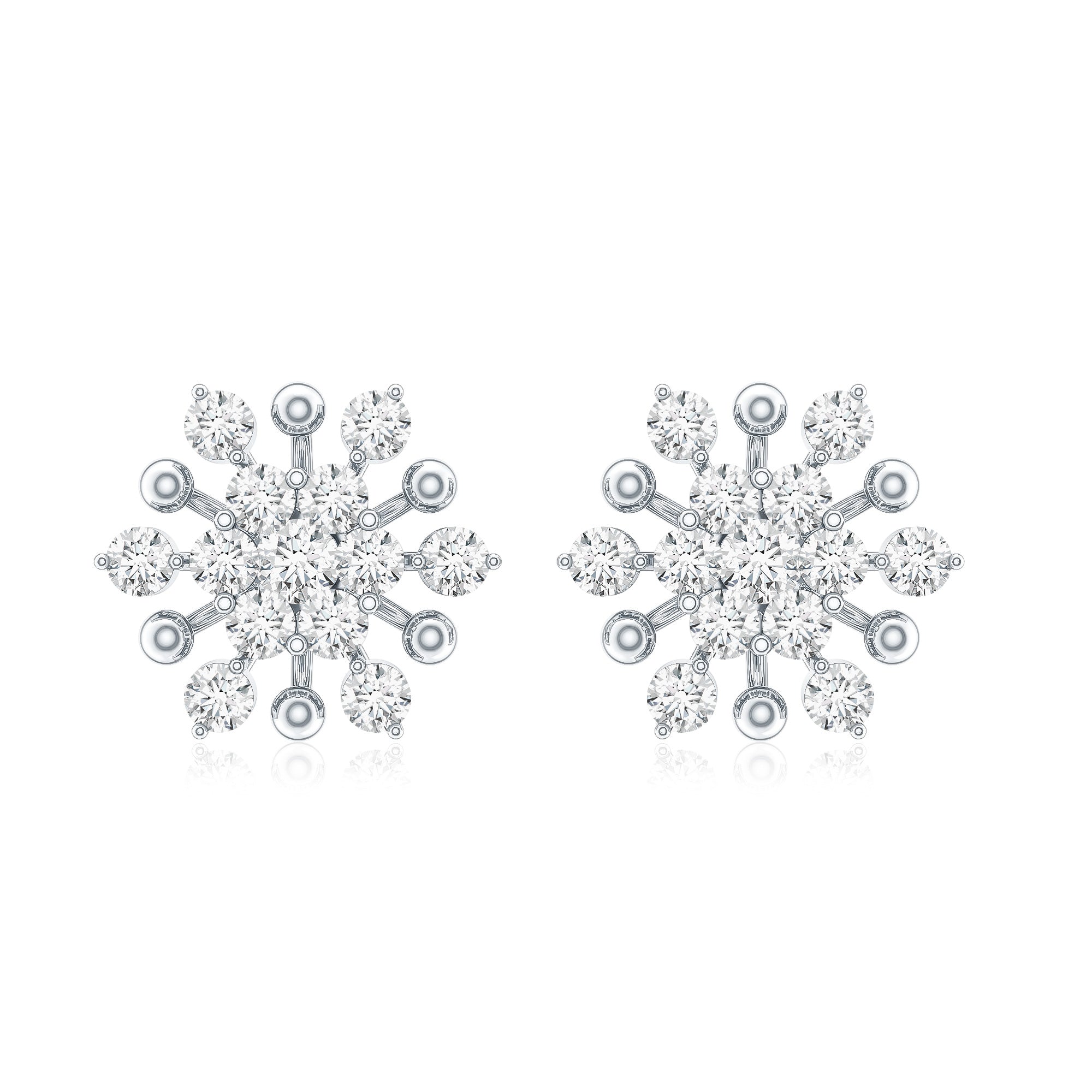Moissanite Floral Cluster Stud Earrings D-VS1 - Rosec Jewels