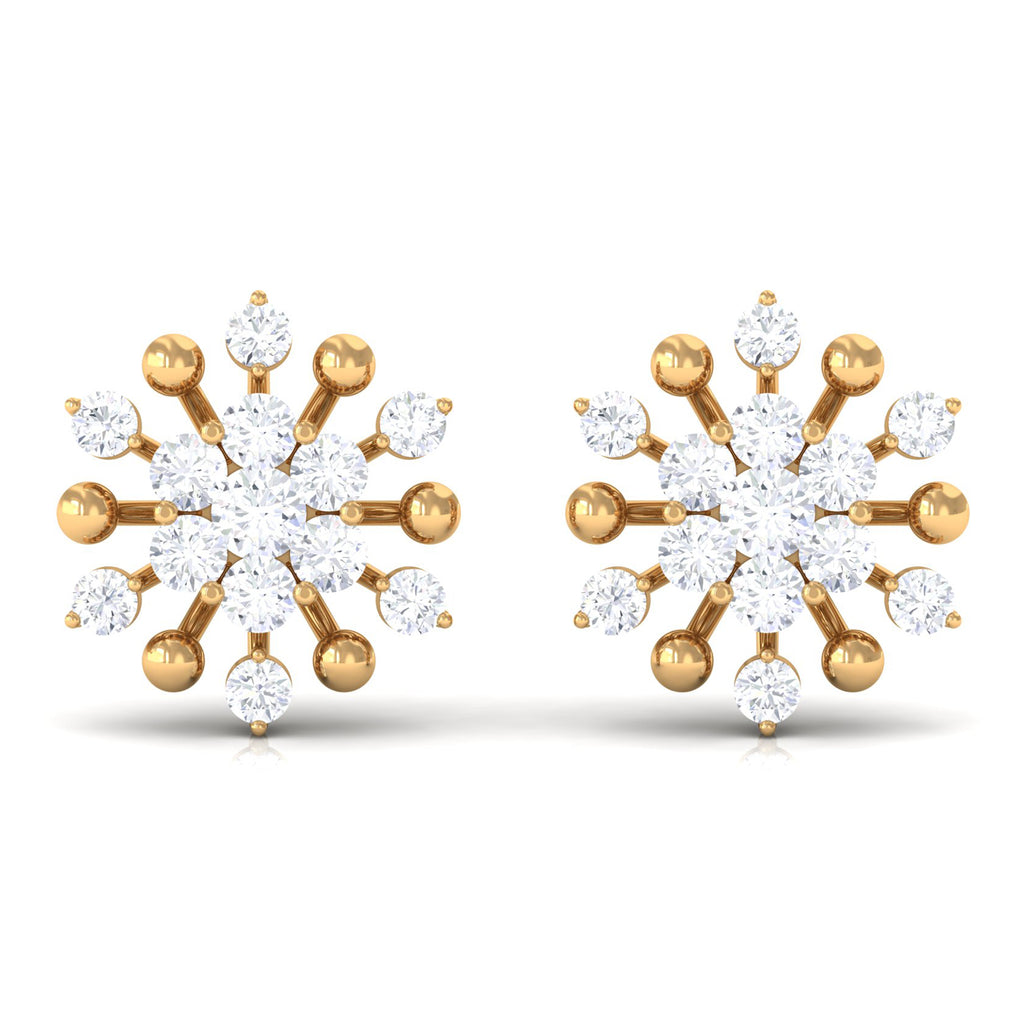 3/4 CT Moissanite Floral Cluster Stud Earrings Moissanite - ( D-VS1 ) - Color and Clarity - Rosec Jewels