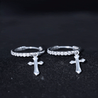 Certified Moissanite Cross Drop Earrings D-VS1 - Rosec Jewels