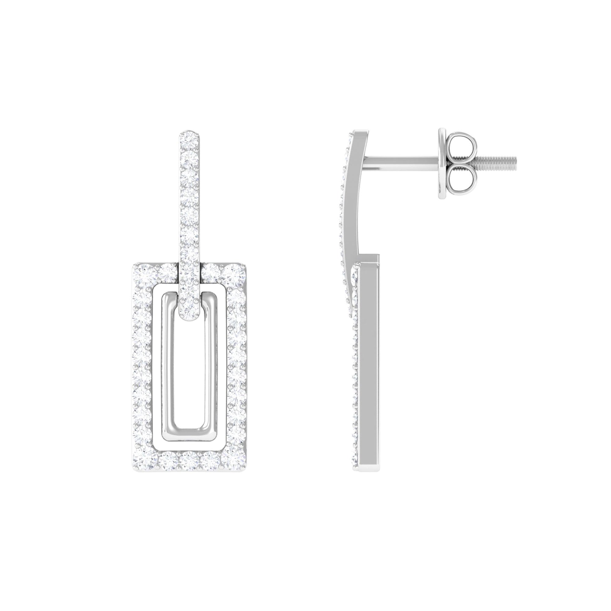 1 CT Certified Moissanite Minimal Rectangle Shape Dangle Earrings