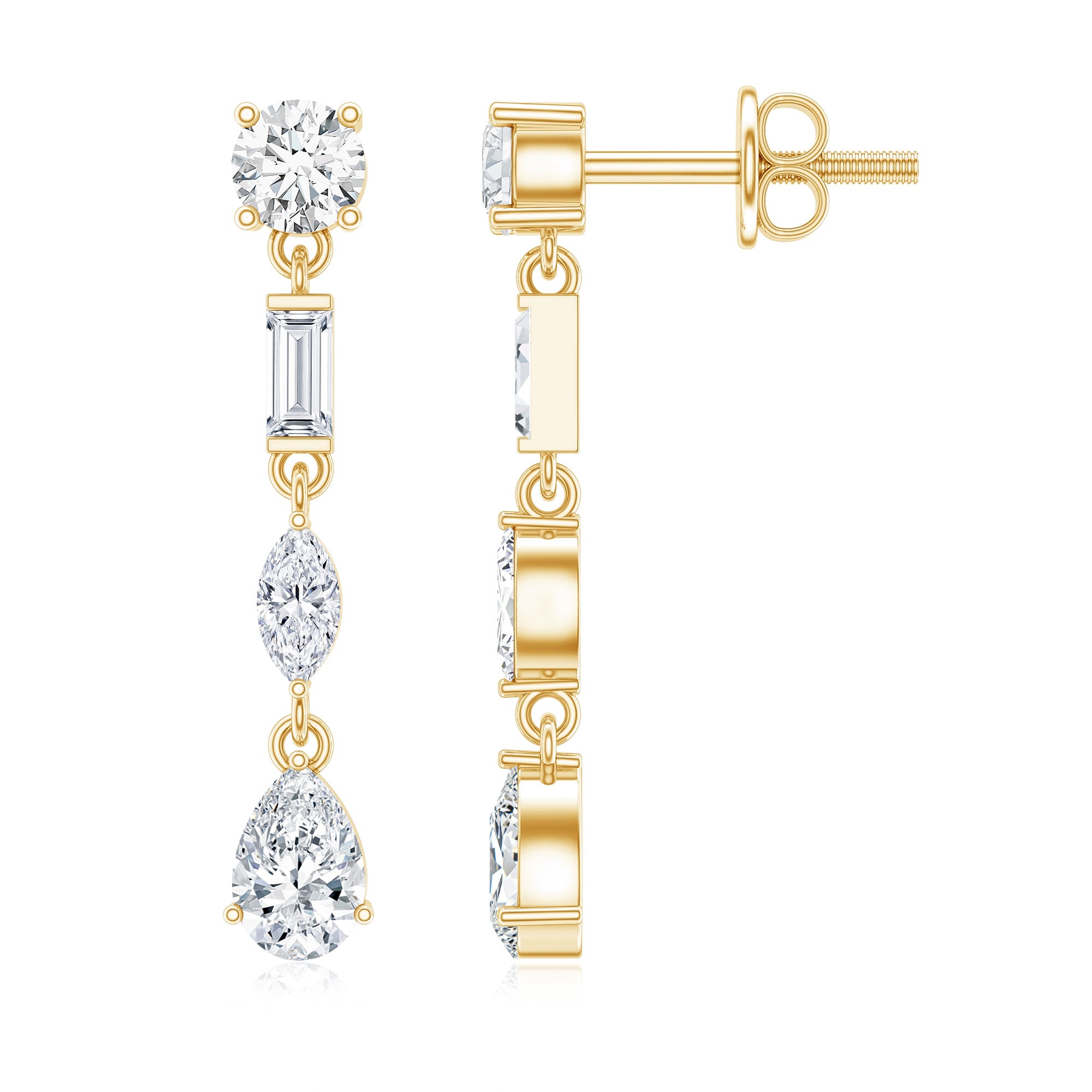 Certified Moissanite Wedding Dangle Earrings For Bride D-VS1 - Rosec Jewels