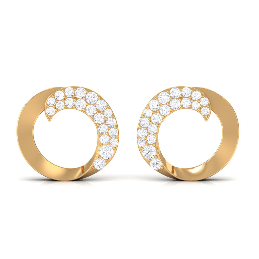 Minimal Moissanite Gold Open Circle Stud Earrings Moissanite - ( D-VS1 ) - Color and Clarity - Rosec Jewels