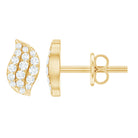 Cubic Zirconia Leaf Stud Earrings in Pave Setting AAAA - Rosec Jewels