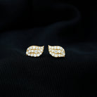 1/4 CT Certified Moissanite Leaf Stud Earrings in Pave Setting D-VS1 - Rosec Jewels