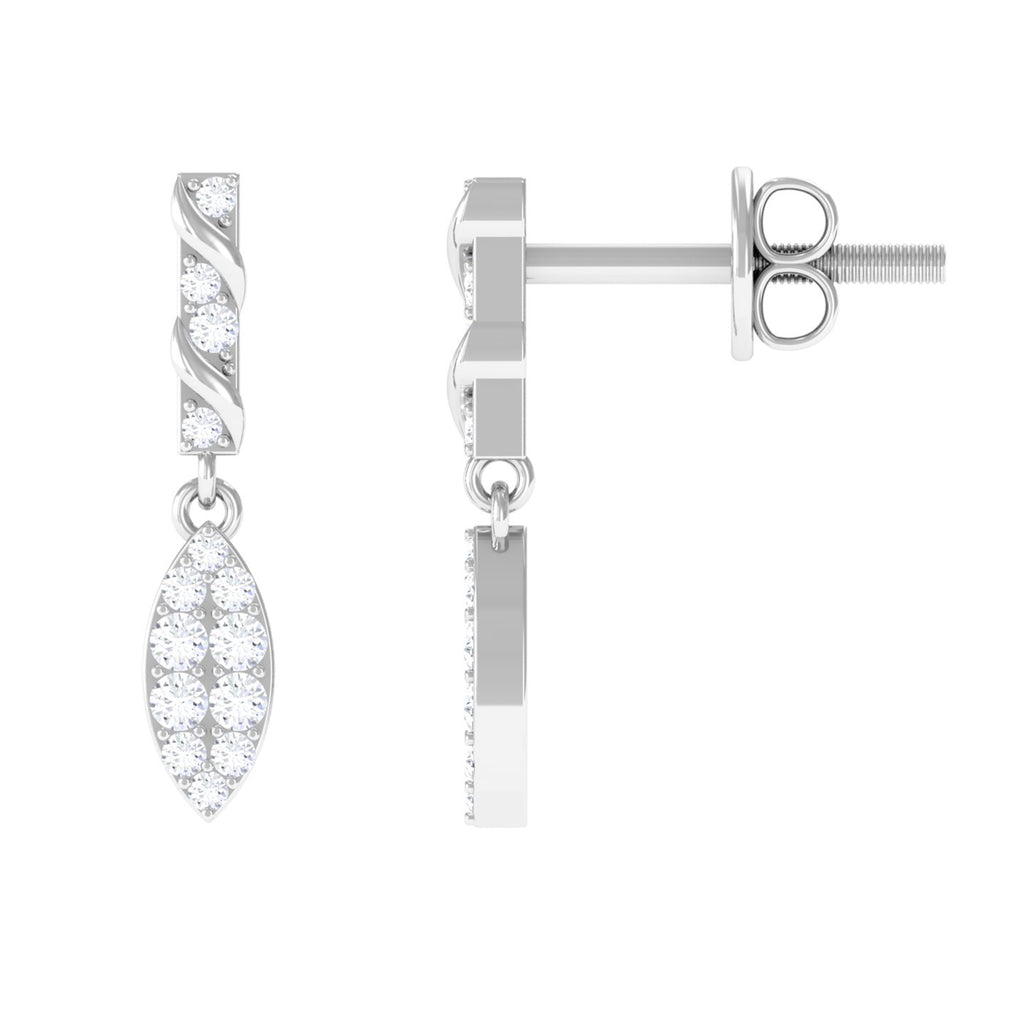 Certified Moissanite Leaf Dangle Drop Earrings Moissanite - ( D-VS1 ) - Color and Clarity - Rosec Jewels