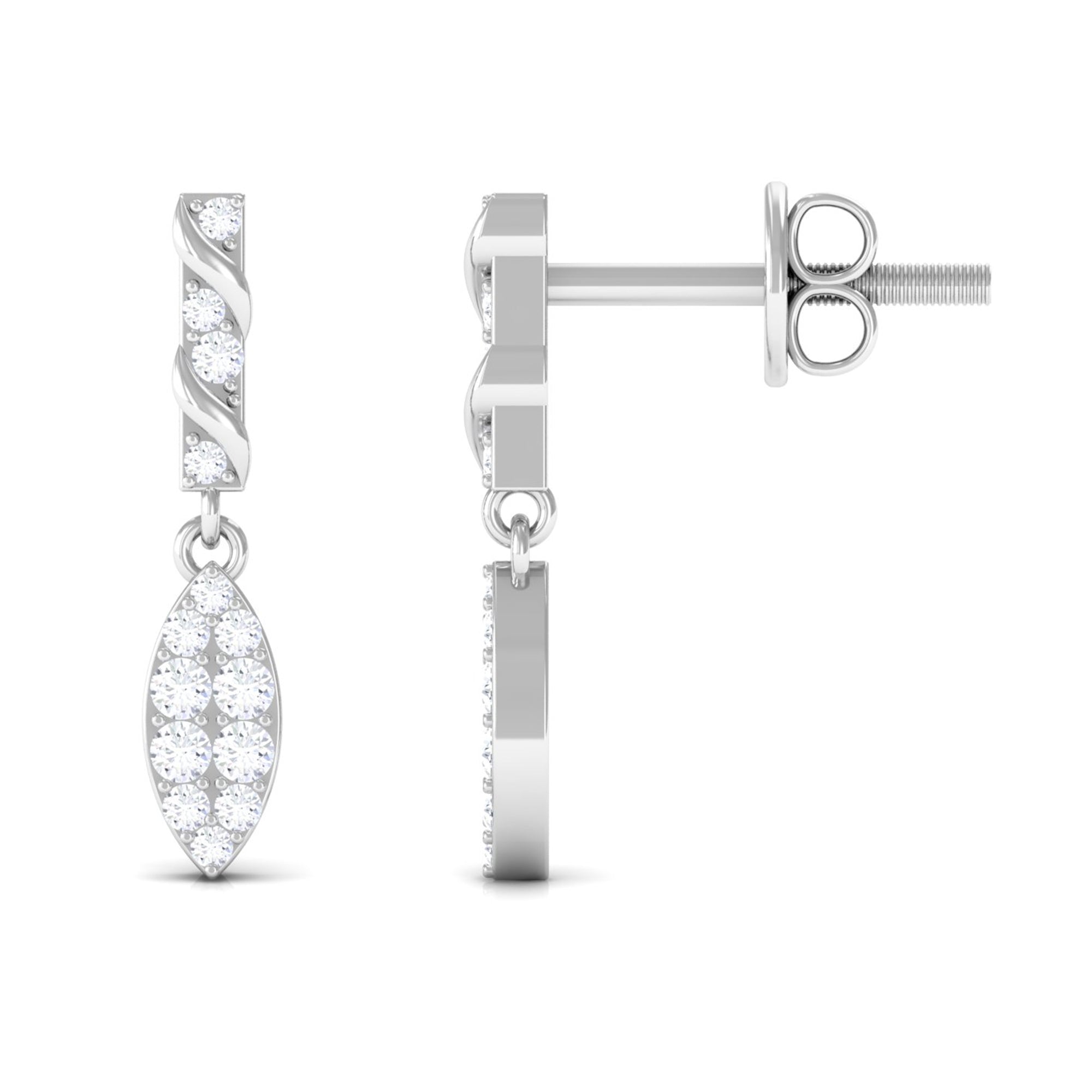 Certified Moissanite Leaf Dangle Drop Earrings D-VS1 - Rosec Jewels