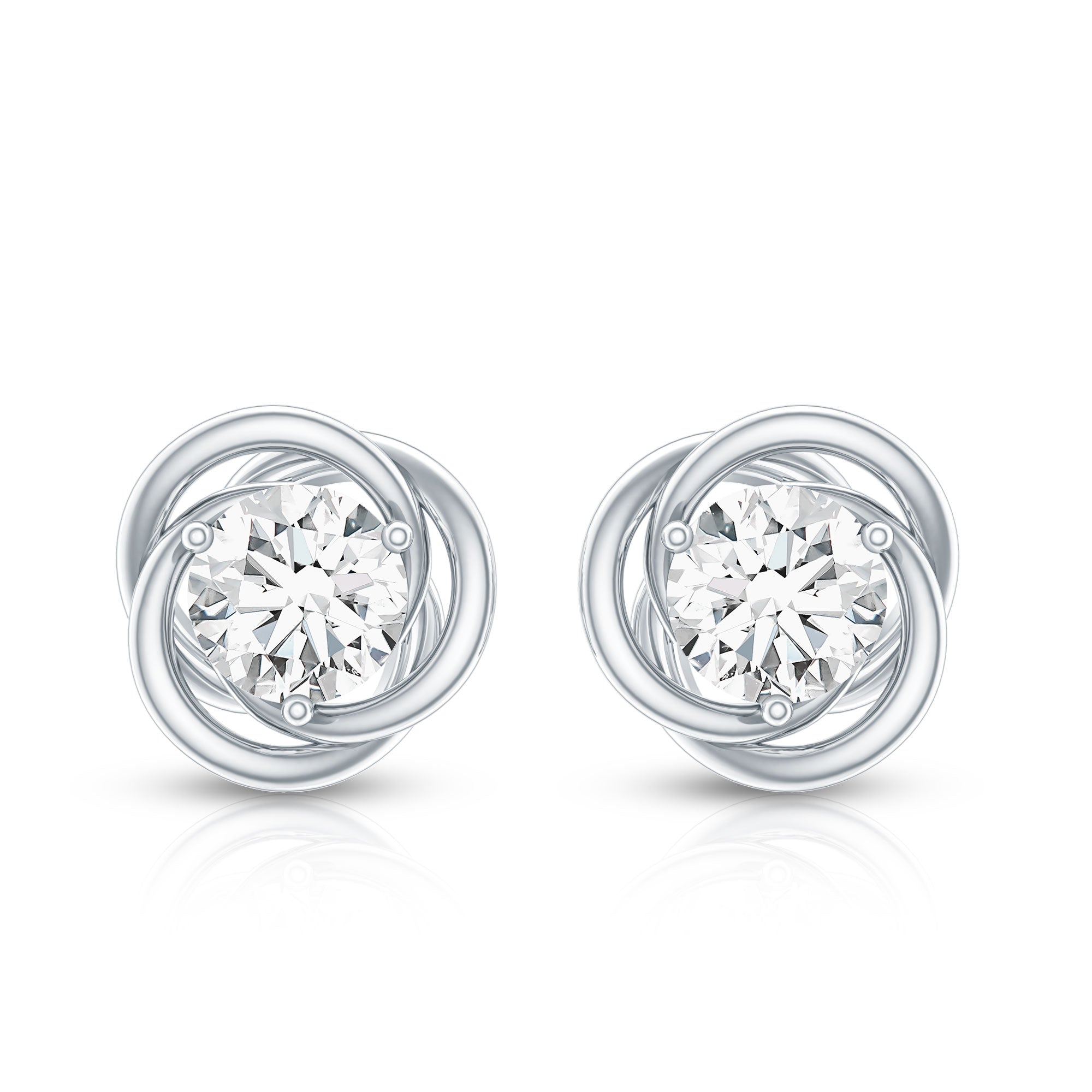 Certified Lab Grown Diamond Swirl Earrings With Screw Back Lab - ( EF-VS ) - Rosec Jewels