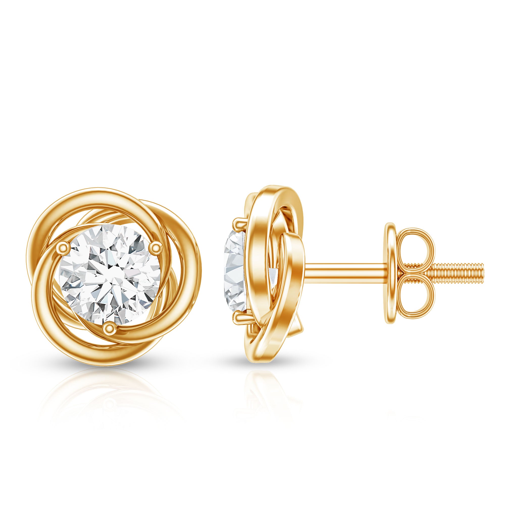 Certified Lab Grown Diamond Swirl Earrings With Screw Back Lab - ( EF-VS ) - Rosec Jewels