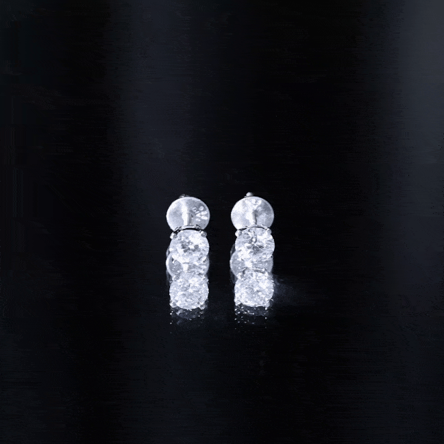 Certified 1 Carat Lab Grown Diamond Stud Earrings with Screw Back Lab - ( EF-VS ) 92.5 Sterling Silver - Rosec Jewels