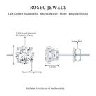 Certified 1 Carat Lab Grown Diamond Stud Earrings with Screw Back Lab - ( EF-VS ) 92.5 Sterling Silver - Rosec Jewels
