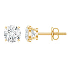Certified 1 Carat Lab Grown Diamond Stud Earrings with Screw Back Lab - ( EF-VS ) 14K Yellow Gold Plated Silver - Rosec Jewels
