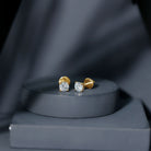 Certified 1 Carat Lab Grown Diamond Stud Earrings with Screw Back Lab - ( EF-VS ) 14K Yellow Gold Plated Silver - Rosec Jewels