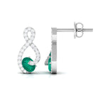 Natural Emerald Diamond Infinity Earrings with Screw Back AAA - Rosec Jewels