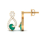 Natural Emerald Diamond Infinity Earrings with Screw Back AAA - Rosec Jewels