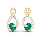 Natural Emerald Diamond Infinity Earrings with Screw Back AAA - Rosec Jewels