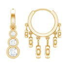 Rosec Jewels-Bezel Set Moissanite Hinged Hoop Drop Earrings in Silver