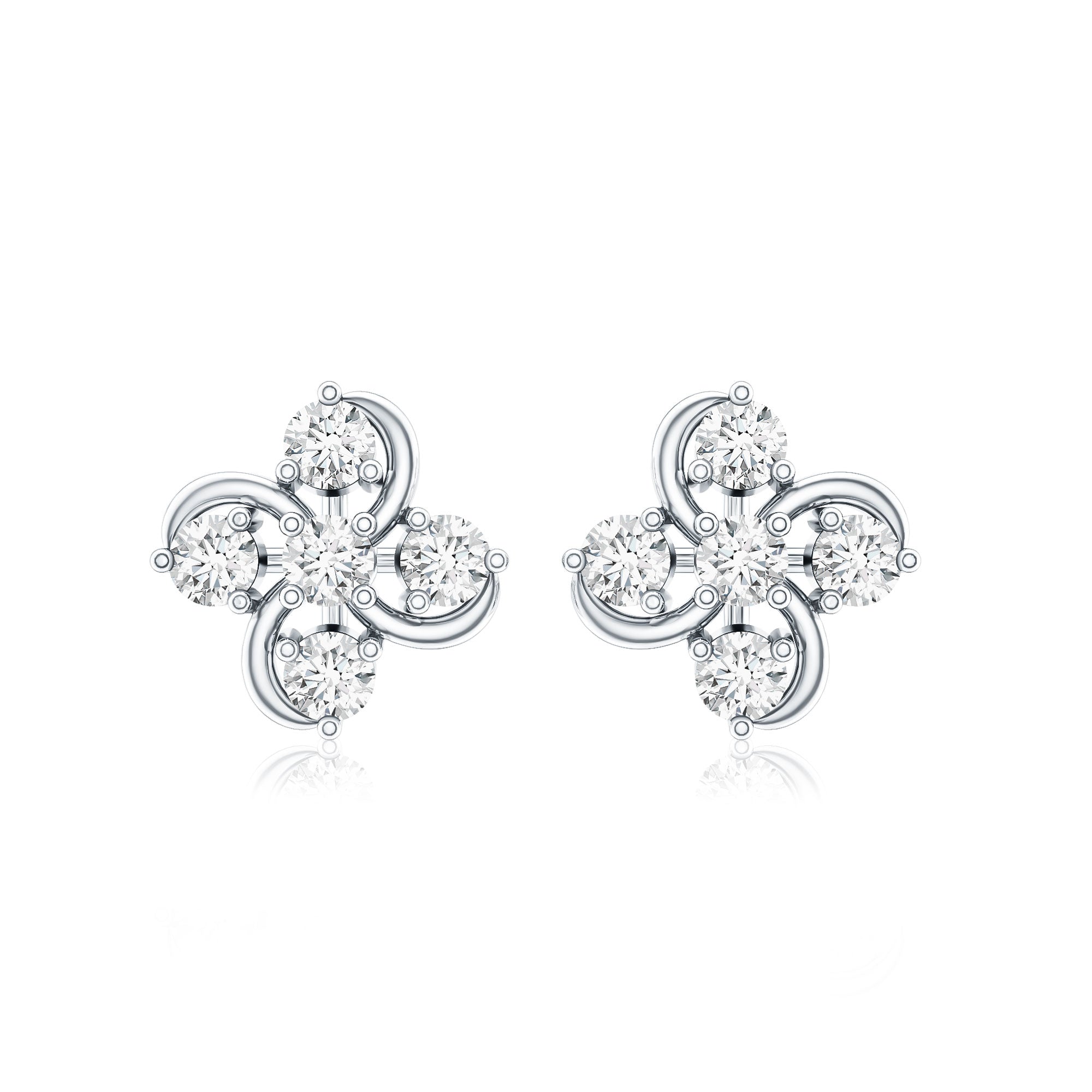Diamond Flower Cluster Earrings For Women Natural - ( HI-SI ) - Rosec Jewels