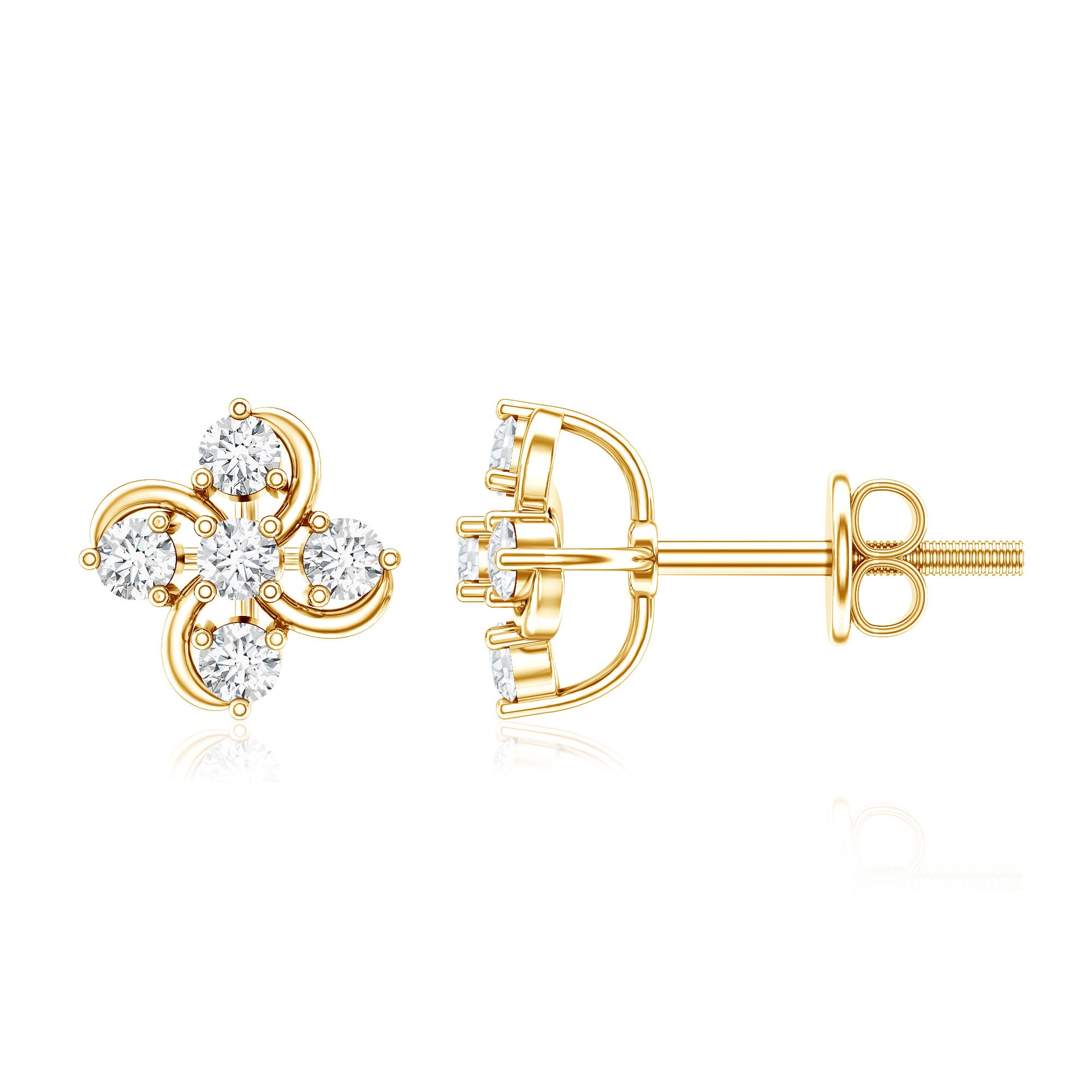 Diamond Flower Cluster Earrings For Women Natural - ( HI-SI ) - Rosec Jewels
