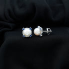 6.50 CT Freshwater Pearl with Blue Sapphire and Moissanite Halo Freshwater Pearl - ( AAA ) - Quality - Rosec Jewels