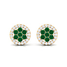 1/4 CT Created Emerald Cluster Earrings with Diamond Halo Lab Created Emerald - ( AAAA ) - Quality - Rosec Jewels