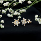 Rosec Jewels-Certified Diamond Snowflake Stud Earrings with Screw Back
