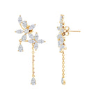 Certified Lab Grown Diamond Flower Dangle Drop Earrings Lab - ( EF-VS ) - Rosec Jewels