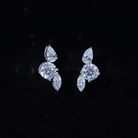 Unique Lab Grown Diamond Three Stone Stud Earrings for Women Lab - ( EF-VS ) - Rosec Jewels