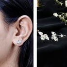 Rosec Jewels-Unique Lab Grown Diamond Three Stone Stud Earrings for Women