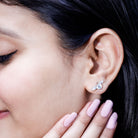 Rosec Jewels-Unique Lab Grown Diamond Three Stone Stud Earrings for Women