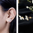 Rosec Jewels-Unique Lab Grown Diamond Three Stone Stud Earrings for Women