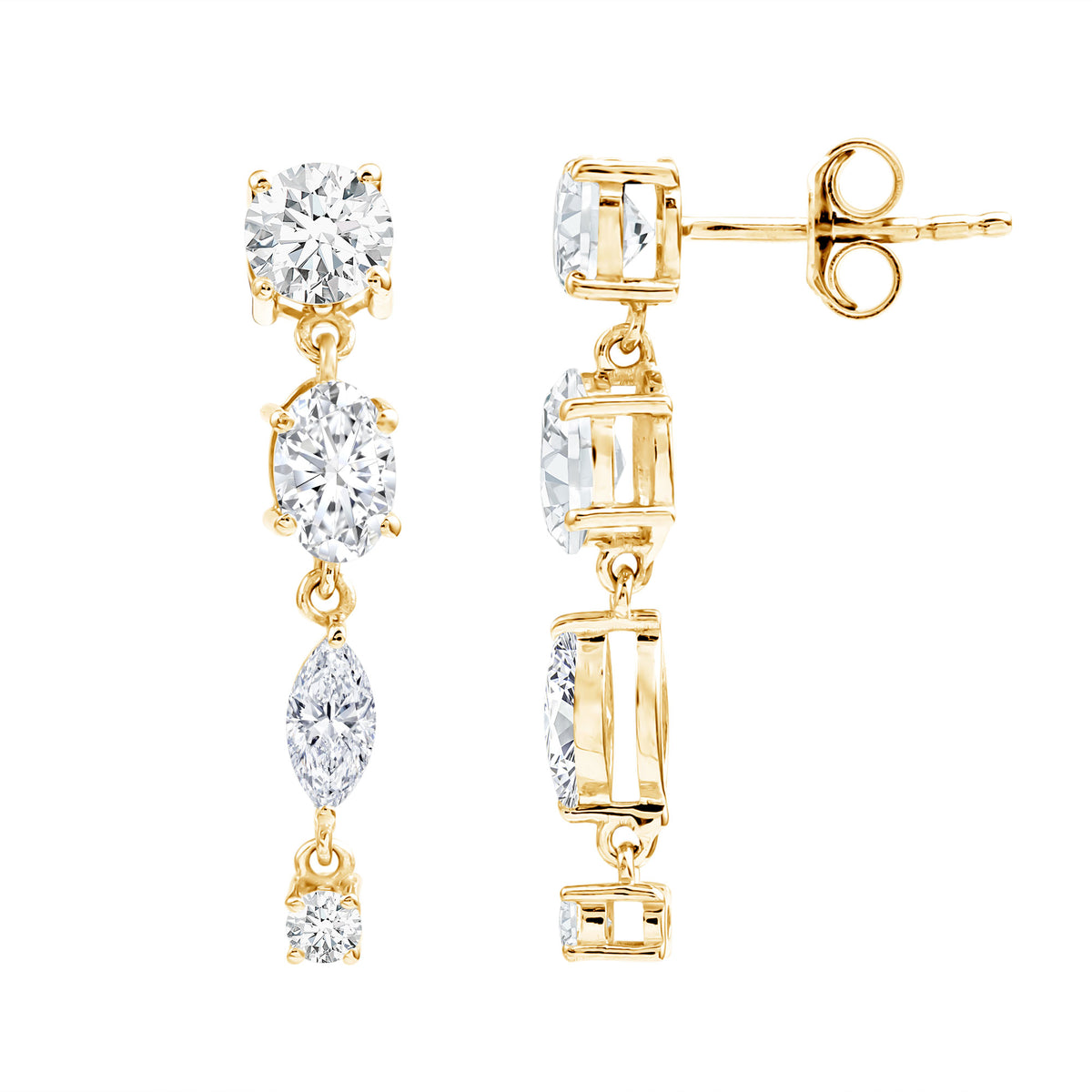 Rosec Jewels-Multi Shape Lab Grown Diamond Dangle Earrings For Bride