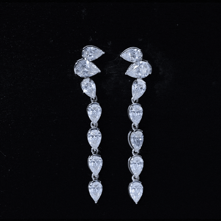 Pear Shape Lab Grown Diamond Dangling Earrings for Women Lab - ( EF-VS ) - Rosec Jewels