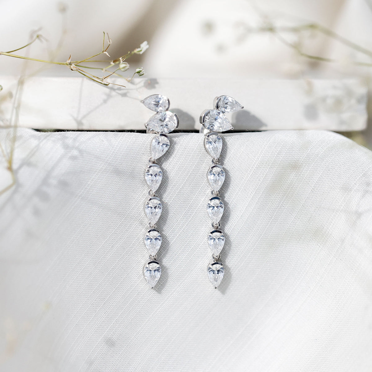 Rosec Jewels-Pear Shape Lab Grown Diamond Dangling Earrings for Women