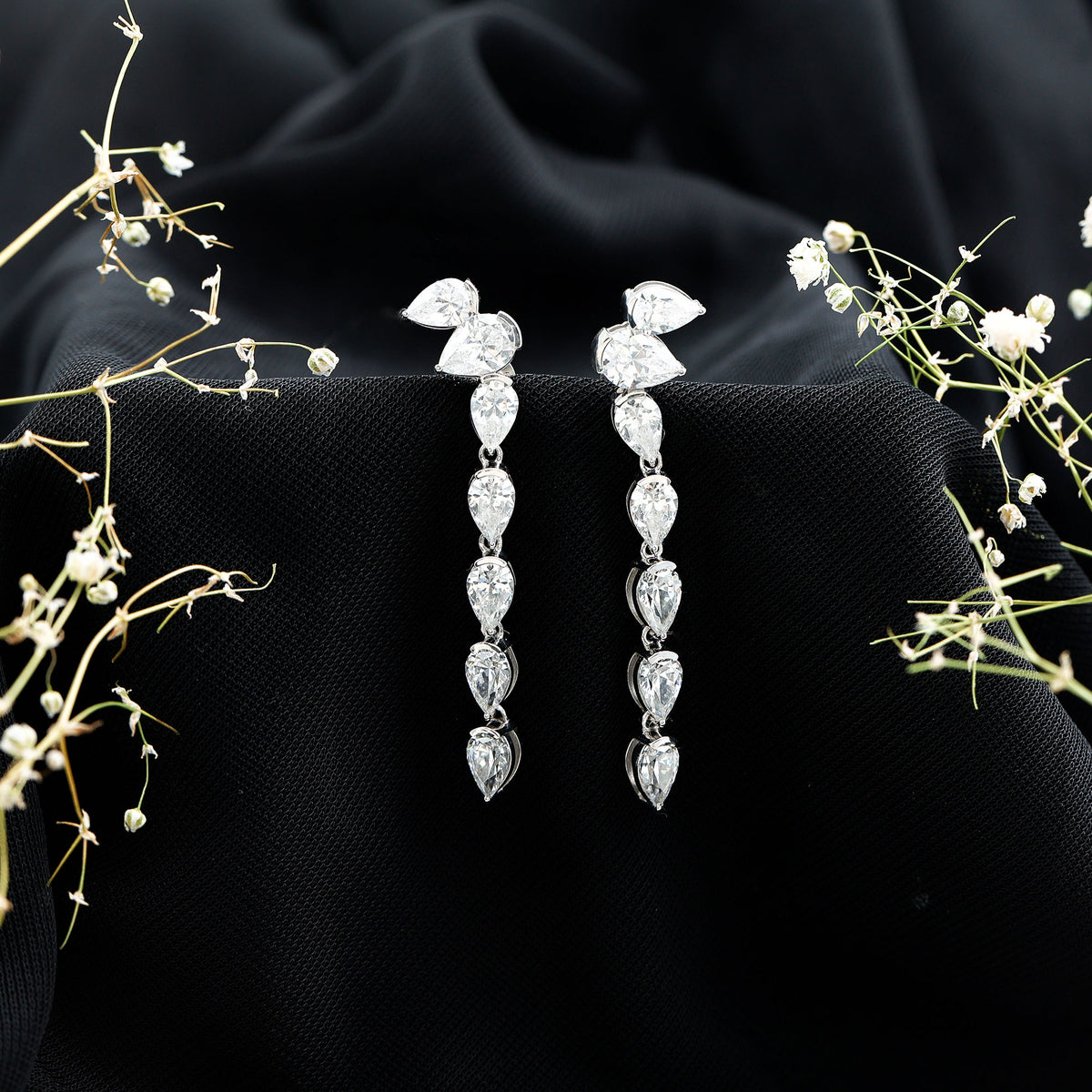 Rosec Jewels-Pear Shape Lab Grown Diamond Dangling Earrings for Women