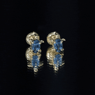 Genuine London Blue Topaz Tortoise Stud Earrings AAA - Rosec Jewels