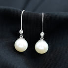 Real Freshwater Pearl Drop Earrings with Diamond AAA - Rosec Jewels
