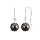 16 Carat Tahitian Black Pearl Dangling Earrings with Diamond AAA - Rosec Jewels