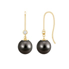 16 Carat Tahitian Black Pearl Dangling Earrings with Diamond AAA - Rosec Jewels