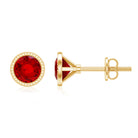 Round Cut Lab Created Ruby Martini Stud Earrings AAAA - Rosec Jewels