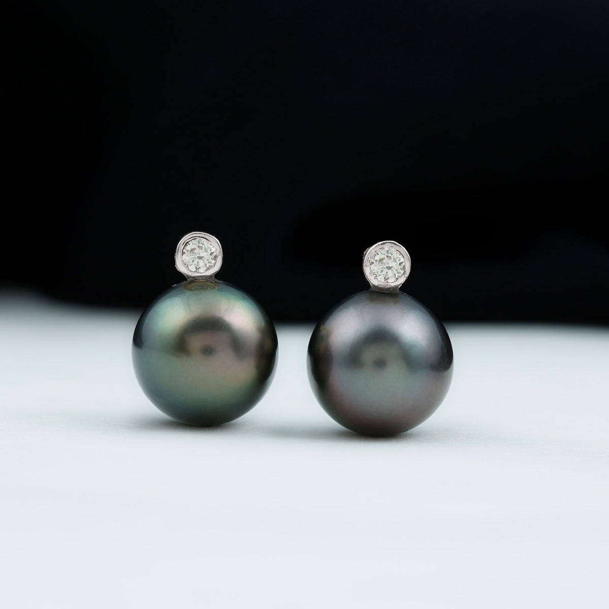 Genuine Tahitian Black Pearl Stud Earrings For Women AAA - Rosec Jewels