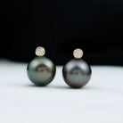Genuine Tahitian Black Pearl Stud Earrings For Women AAA - Rosec Jewels