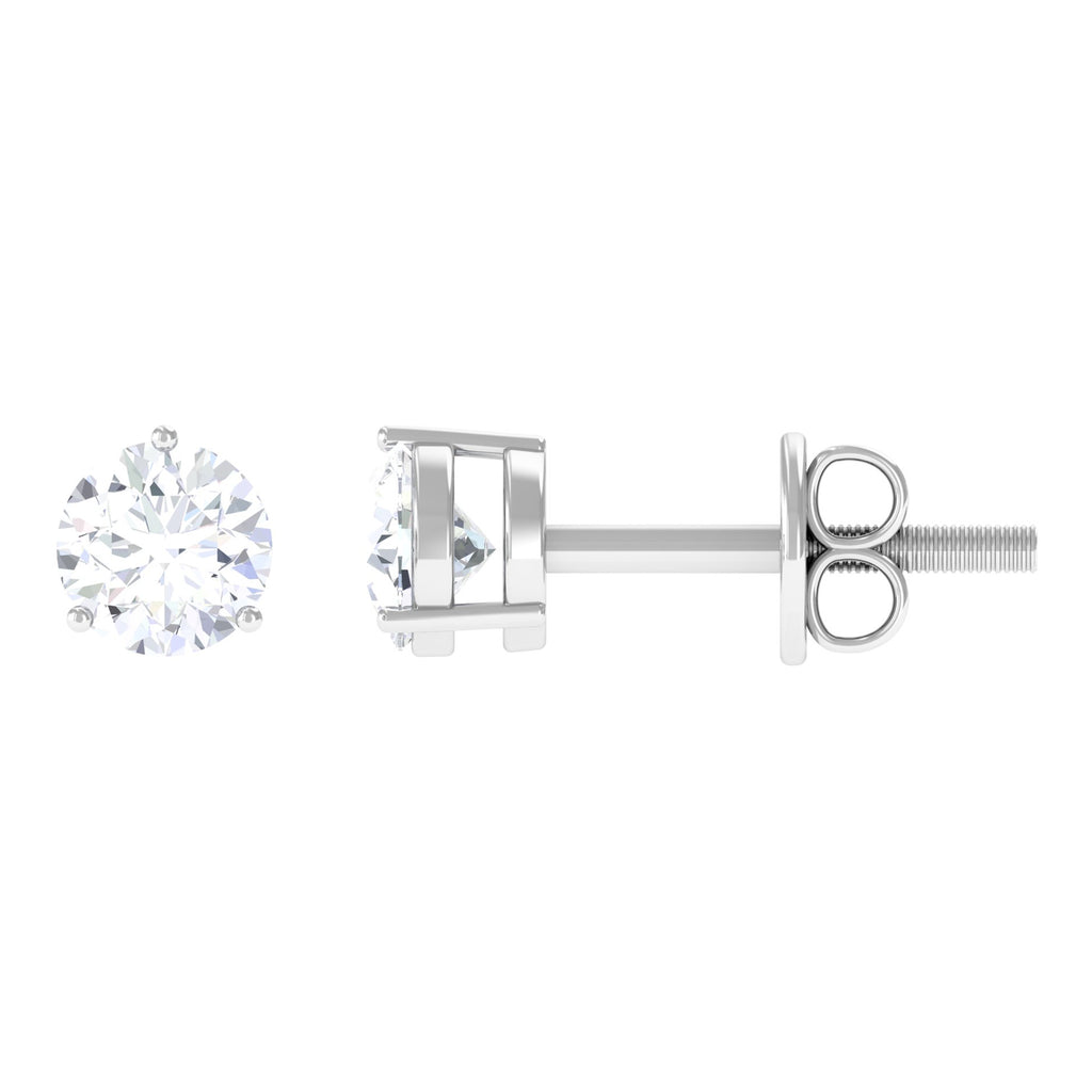 Minimal Round Moissanite Stud Earrings Moissanite - ( D-VS1 ) - Color and Clarity - Rosec Jewels