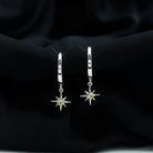 1/4 CT Peridot Starburst Hoop Drop Earrings Peridot - ( AAA ) - Quality - Rosec Jewels