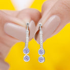 1 CT Minimal Tanzanite and Diamond Hoop Drop Earrings Tanzanite - ( AAA ) - Quality - Rosec Jewels