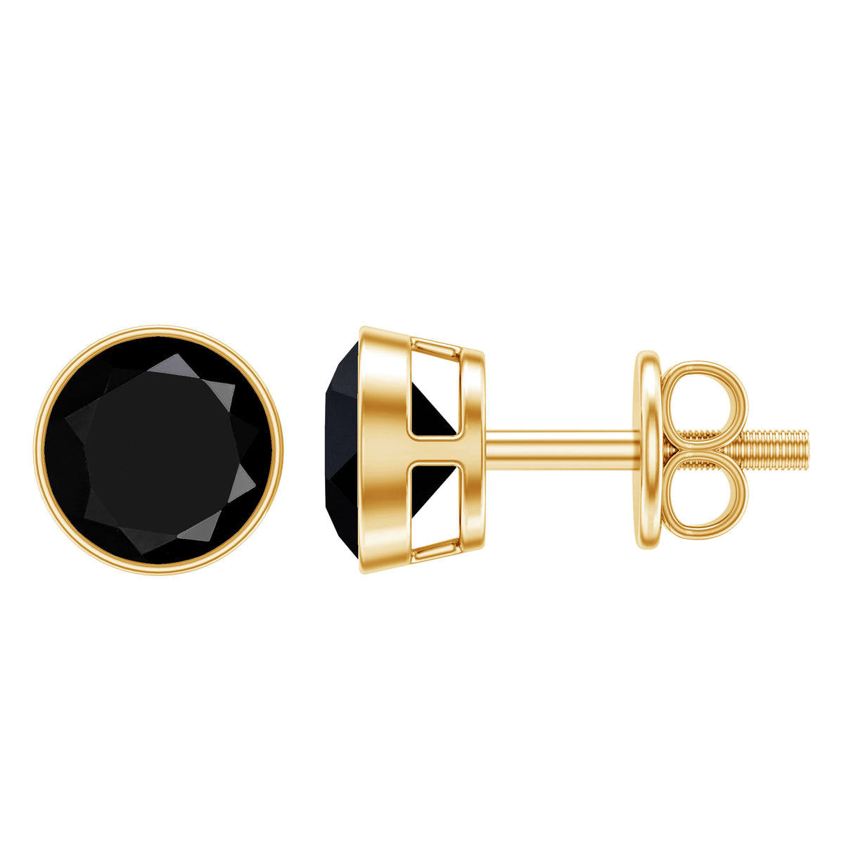 Rosec Jewels 1.6 Carat Created Black Diamond Solitaire Stud Earring in Bezel Setting