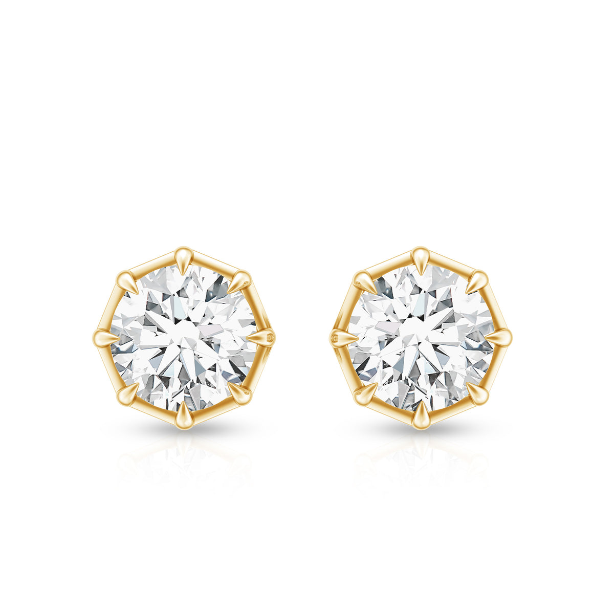 IGI Authenticated Lab Grown Diamond 2 Carat Stud Earrings with 8 Prongs Secure Setting Lab - ( E-VS1 ) - Rosec Jewels
