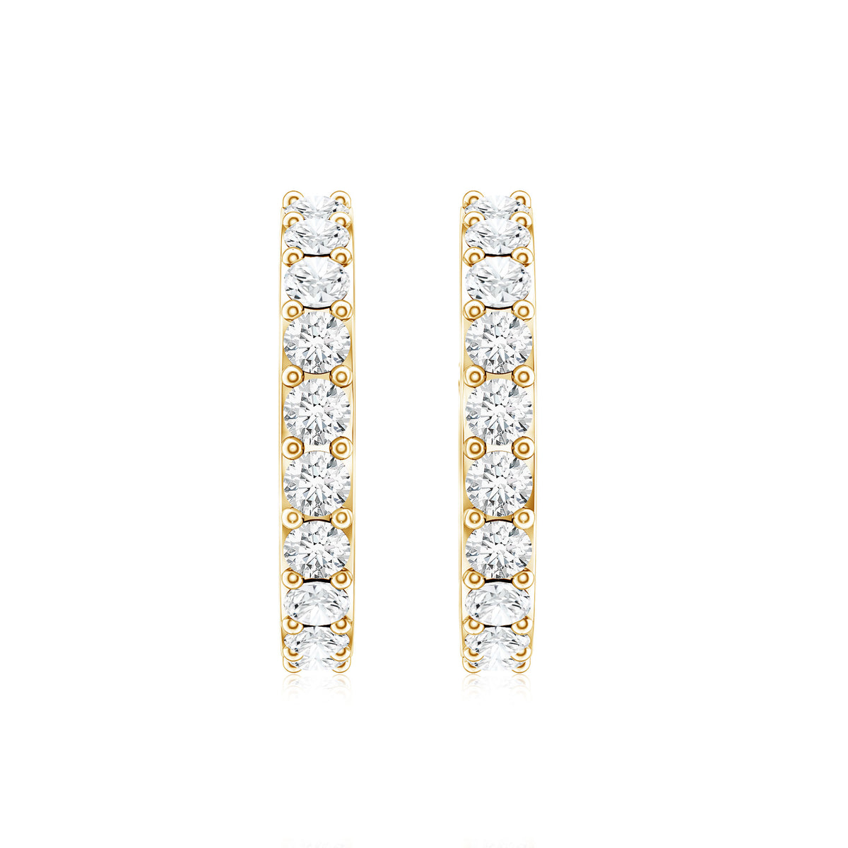 Certified Diamond Small Hoop Earrings Natural - ( HI-SI ) - Rosec Jewels
