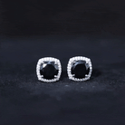 2.50 CT Vintage Black Onyx Stud Earrings with Diamond Halo Black Onyx - ( AAA ) - Quality - Rosec Jewels