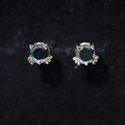 5MM Round Lab Created Black Diamond Cat Stud Earrings AAAA ( Synthetic ) - Rosec Jewels