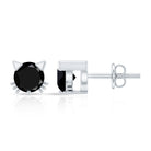 5MM Round Lab Created Black Diamond Cat Stud Earrings AAAA ( Synthetic ) - Rosec Jewels